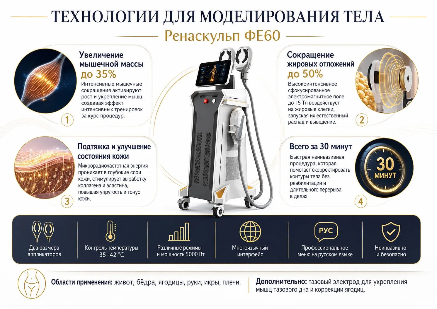 Аппарат Ренаскульп ФЕ60 для неинвазивного моделирования тела и укрепления мышц