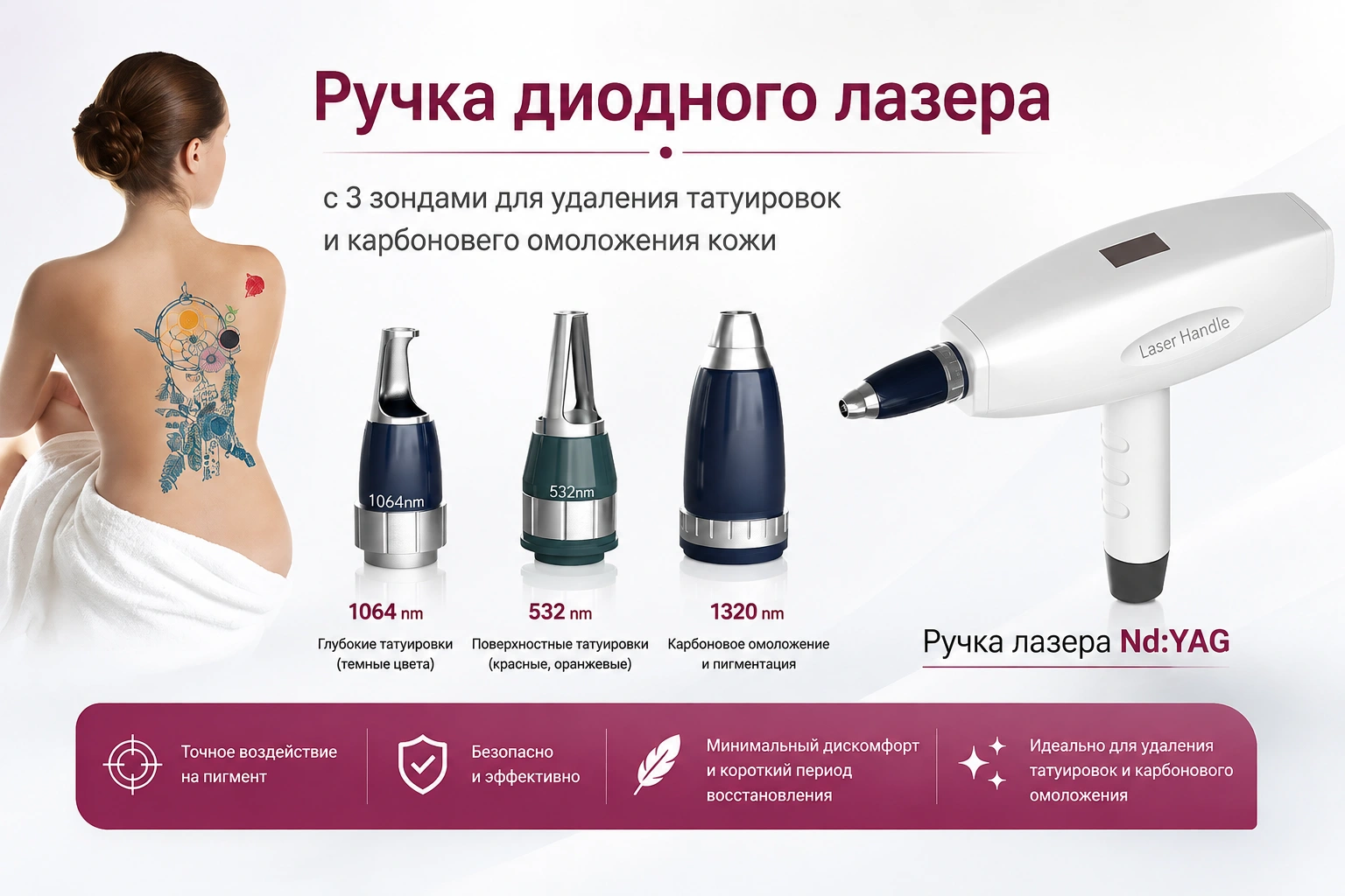 Манипула NdYAG для удаления татуировок и пигментации